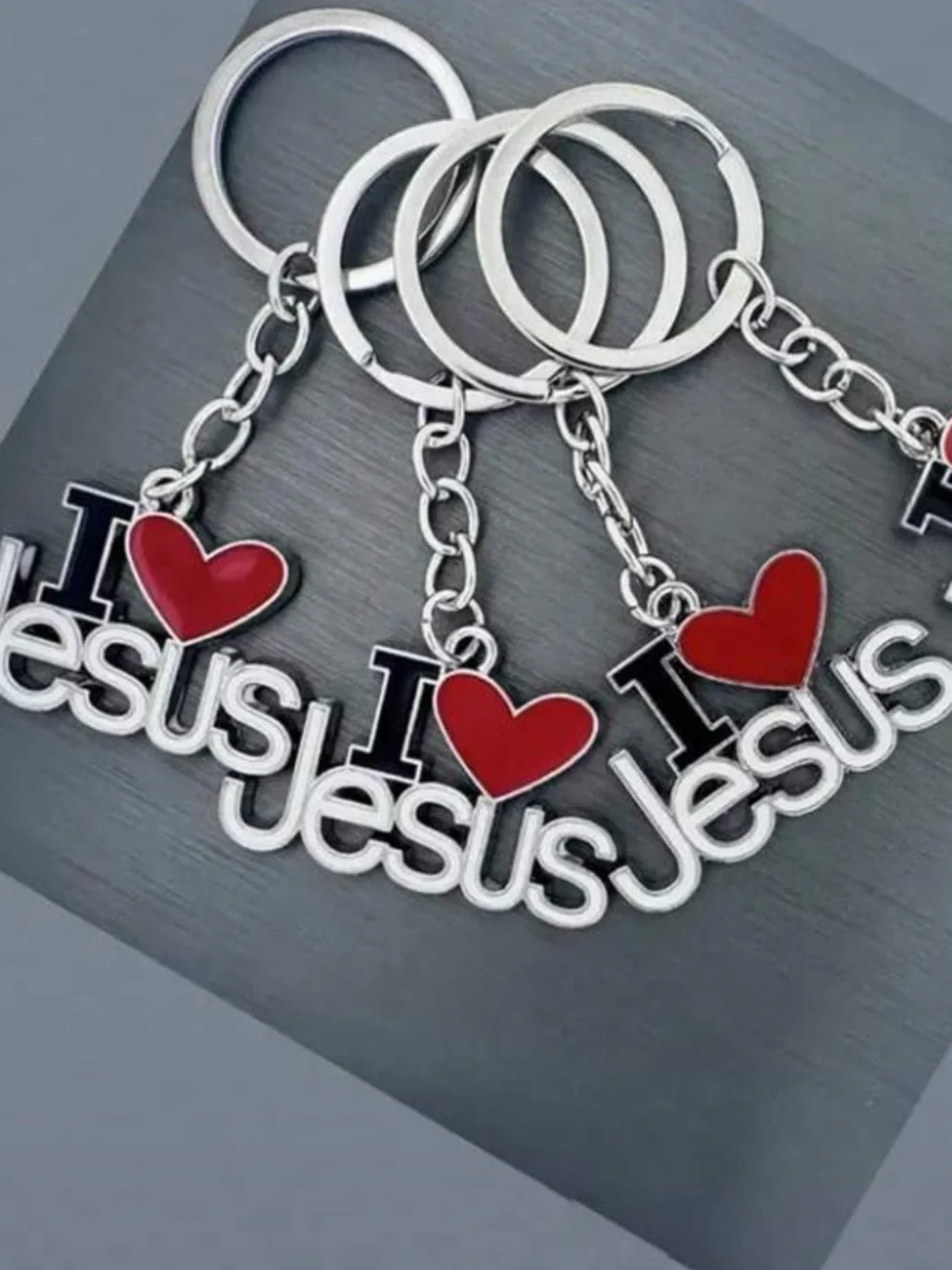I Love Jesus Red Heart Pendant Keychain - Faith Jewelry
